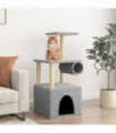 vidaXL Cat Tree with Sisal Scratching Posts Light Grey 109.5 cm