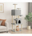 vidaXL Cat Tree with Sisal Scratching Posts Light Grey 180 cm