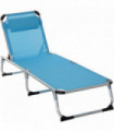 Folding Outdoor Reclining Sun Lounger Chair Aluminium Frame Blue