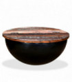 vidaXL Coffee Table Solid Reclaimed Wood Black Bowl Shape