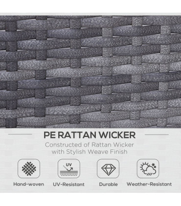 2-Seater PE Rattan Outdoor Garden Bench w/ Centre Table Grey