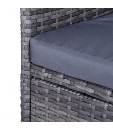 2-Seater PE Rattan Outdoor Garden Bench w/ Centre Table Grey