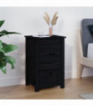Bedside Cabinet Black 40x35x61.5 cm Solid Wood Pine