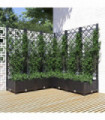 vidaXL Garden Planter with Trellis Black 120x120x121.5 cm PP