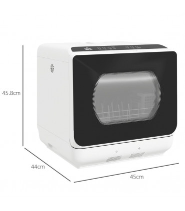 HOMCOM Table Top Dishwasher w/ 4 Place Settings 6 Programmes Fruit Wash Mode