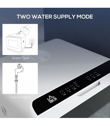 HOMCOM Table Top Dishwasher w/ 4 Place Settings 6 Programmes Fruit Wash Mode