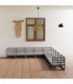 vidaXL 9 Piece Garden Lounge Set Grey Solid Pinewood