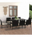 vidaXL 9 Piece Outdoor Dining Set Poly Rattan Black