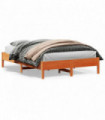 vidaXL Bed Frame Wax Brown 160x200 cm Solid Wood Pine