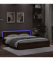 vidaXL Bed Frame with Headboard and LED Brown Oak 180x200 cm Super King Size