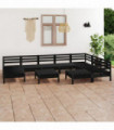 10 Piece Garden Lounge Set Solid Pinewood Black