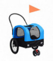 2-in-1 Pet Bike Trailer & Jogging Stroller Blue and Black