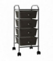 4-Drawer Mobile Storage Trolley Black Plastic