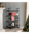 4-Tier Book Cabinet Grey 100x30x140 cm Solid Pine Wood