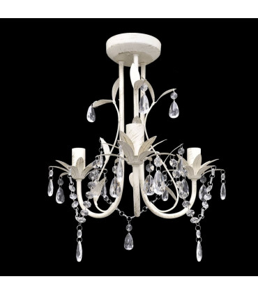 Crystal Pendant Ceiling Lamp Chandelier Elegant White