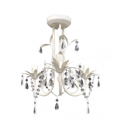 Crystal Pendant Ceiling Lamp Chandelier Elegant White