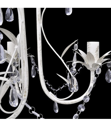 Crystal Pendant Ceiling Lamp Chandelier Elegant White