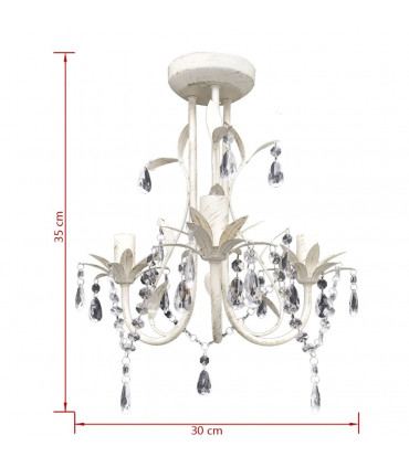 Crystal Pendant Ceiling Lamp Chandelier Elegant White