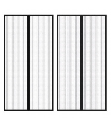 Insect Door Curtain 210 x 100 cm 2 pcs Magnet Black