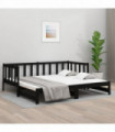 Pull-out Day Bed Black 2x(90x190) cm Solid Wood Pine