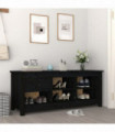 Shoe Cabinet Black 110x38x45.5 cm Solid Wood Pine