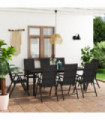 vidaXL 9 Piece Garden Dining Set Black