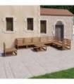 vidaXL 9 Piece Garden Lounge Set Honey Brown Solid Pinewood