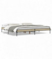 vidaXL Bed Frame Sonoma Oak 200x200 cm Engineered Wood and Metal