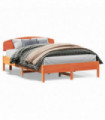 vidaXL Bed Frame with Headboard Wax Brown 120x200 cm Solid Wood Pine