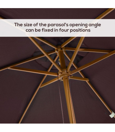 Wooden Garden Parasol Umbrella Coffee 3m x 2m