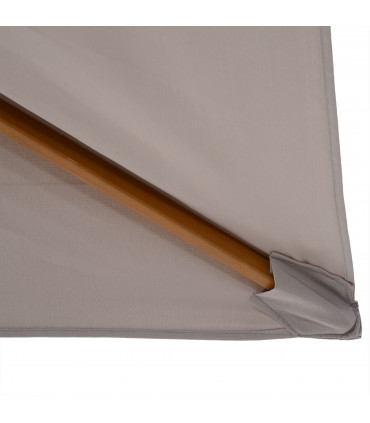 2 x 3m Wood Square Parasol Sun Shade Garden Outdoor Umbrella Canopy Light Grey