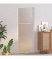 Interior Door 76x201.5 cm White Matt Glass and Aluminium