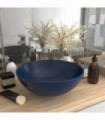 vidaXL Bathroom Sink Ceramic Dark Blue Round