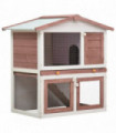 Outdoor Rabbit Hutch 3 Doors Brown Wood