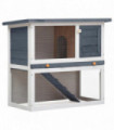 Outdoor Rabbit Hutch 1 Door Grey Wood