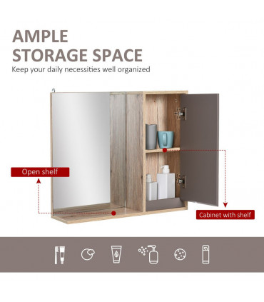 Wall Mount Mirror Cabinet Shelf Storage