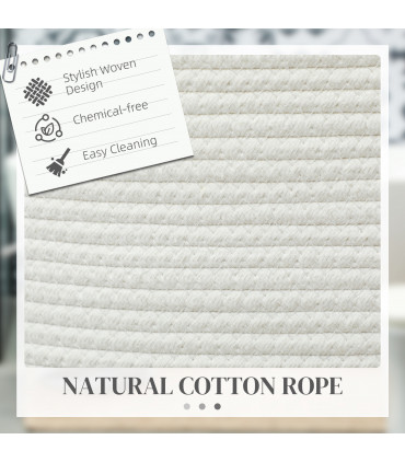HOMCOM 36L Cotton Rope Laundry Basket with Handles for Pillows Clothes Cream