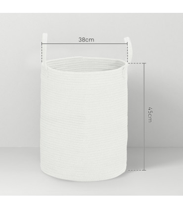 HOMCOM 36L Cotton Rope Laundry Basket with Handles for Pillows Clothes Cream