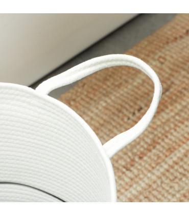 HOMCOM 36L Cotton Rope Laundry Basket with Handles for Pillows Clothes Cream