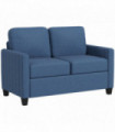 HOMCOM Modern 2 Seater Sofa with Spring Cushion, Back Pillow, Blue
