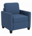 HOMCOM Modern Accent Chair with Spring Cushion, Back Pillow, Blue