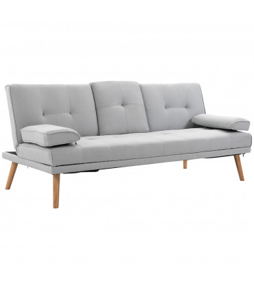 HOMCOM 3 Seater Sofa Bed Scandi Style Recliner Adjustable Back Middle Table