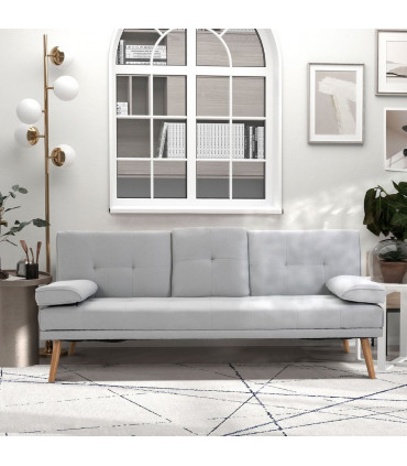 HOMCOM 3 Seater Sofa Bed Scandi Style Recliner Adjustable Back Middle Table