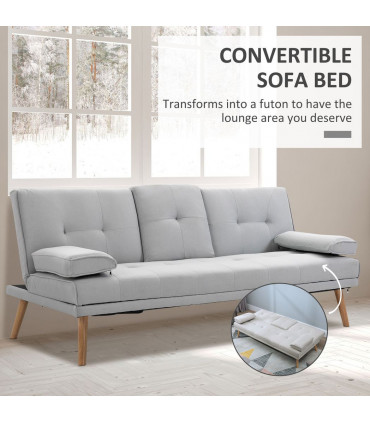 HOMCOM 3 Seater Sofa Bed Scandi Style Recliner Adjustable Back Middle Table