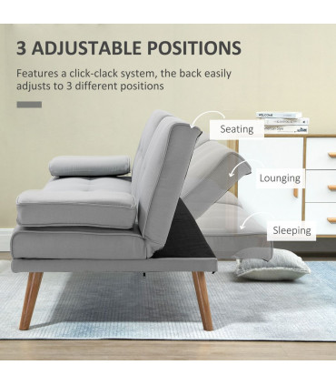 HOMCOM 3 Seater Sofa Bed Scandi Style Recliner Adjustable Back Middle Table