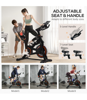 HOMCOM 8kg Flywheel Exercise Bike with Adjustable Height, Resistance, Black