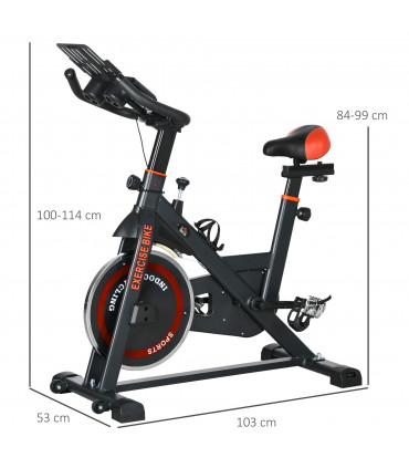 HOMCOM 8kg Flywheel Exercise Bike with Adjustable Height, Resistance, Black