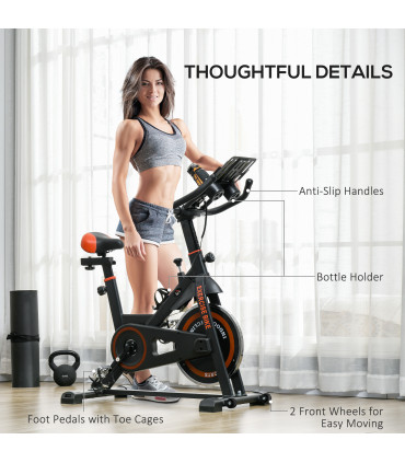 HOMCOM 8kg Flywheel Exercise Bike with Adjustable Height, Resistance, Black