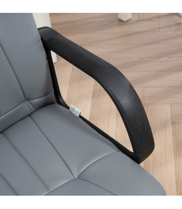 Office Chair Grey Faux Leather + Sponge 360 Swivel Strong 5 Castor 59.5x60x104cm