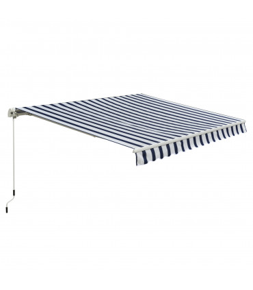 Manual Retractable Awning, size (3m x 2.5m)-Blue/White